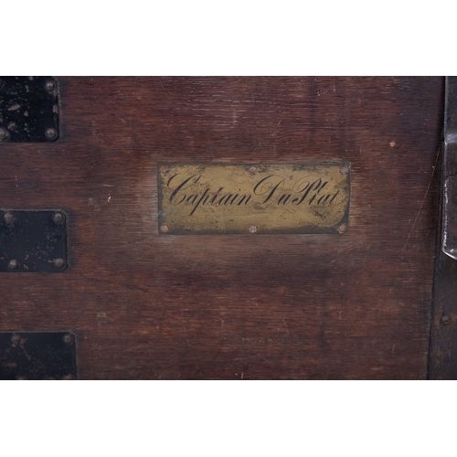 1112 - Two similar Victorian oak and metal bound silver chests, mid 19th century; each of typical form with... 