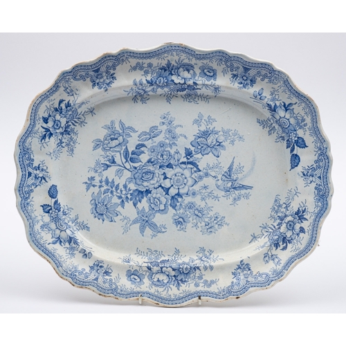 112 - Six various 19th Century blue and white glazed meat plates; and other items of blue and white china