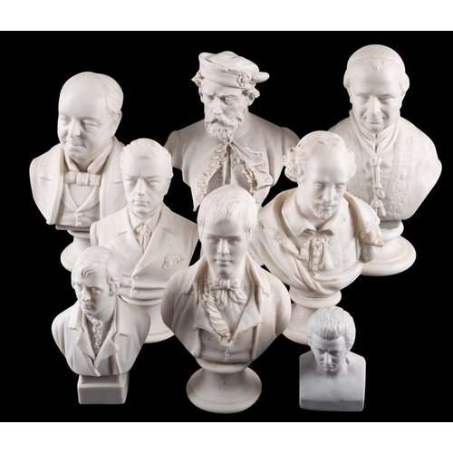 115 - A collection of eight 19th/early 20th century English and Continental Parian portrait busts includin... 