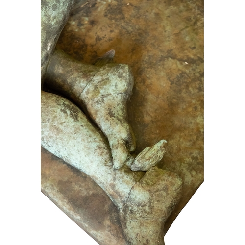 1247 - A large bronze model of the Infant Mercury sleeping, previously thought to be German, late 19th cent... 