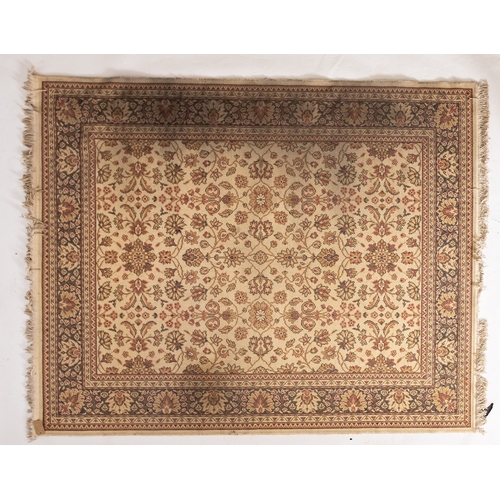 1268 - A Turkish rug, the pastel blue field with triple beige octagonal medallions and hooked geometric des... 