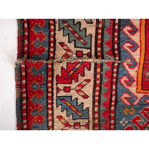 1270 - A Karabagh runner, the powder blue field with triple rose and powder blue hooked geometric medallion... 