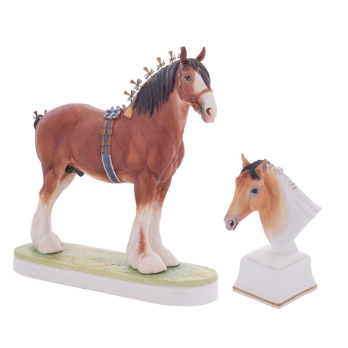 200 - A Royal Worcester porcelain Clydesdale Stallion, modelled after the original by Doris Lindner, on ov... 