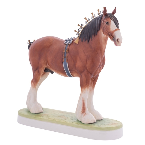 200 - A Royal Worcester porcelain Clydesdale Stallion, modelled after the original by Doris Lindner, on ov... 