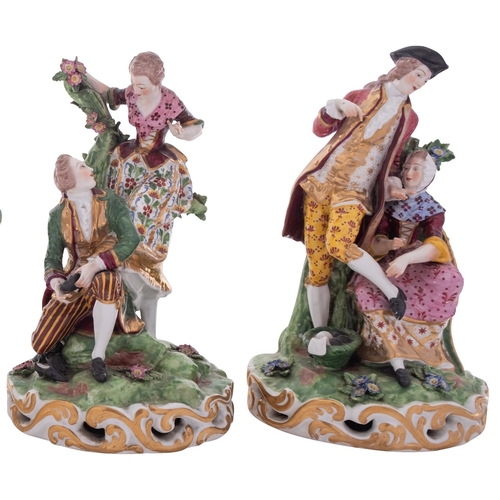 231 - A pair of Samson porcelain figure groups after Bloor Derby originals and a pair of Coalport vases th... 