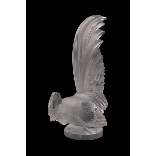 28 - A Lalique Cristal car mascot 'Coc Nain', diamond point etched Lalique France, 21cm high.