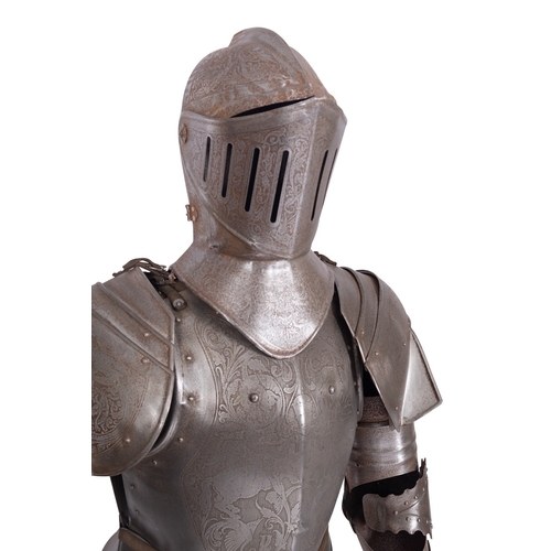 280 - A near pair of metal suits of armour in Italian 16th century style, late 19th /early 20th century; w... 