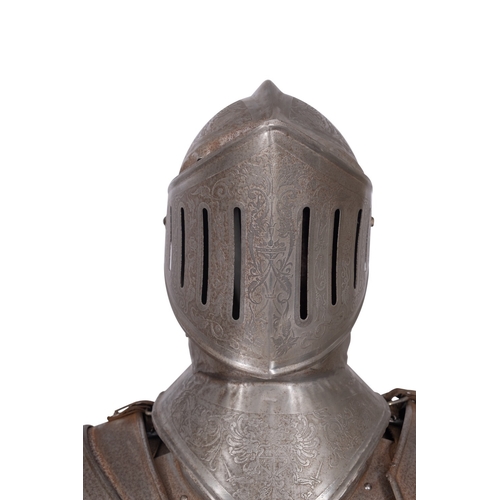 280 - A near pair of metal suits of armour in Italian 16th century style, late 19th /early 20th century; w... 