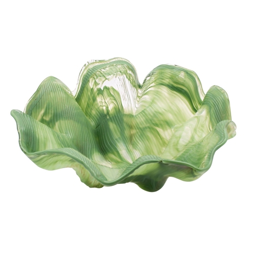 29 - Toni Zuccheri for Venini 'Ninfee', a large mould blown bowl,  the clear and green striated body in t... 