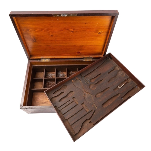 293 - A George III marquetry and parquetry worked mahogany tool box, late 18th century; the hinged cover w... 