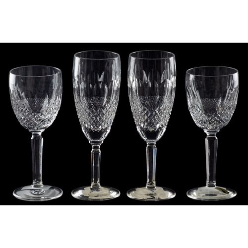 3 - A suite of Waterford Colleen pattern drinking glasses, comprising eleven flutes, eleven goblets, ele... 