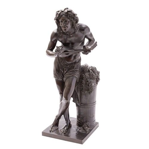 365 - After Francisque Joseph Duret, (French 1804-1865) a bronze model of a Bacchic musician, third quarte... 