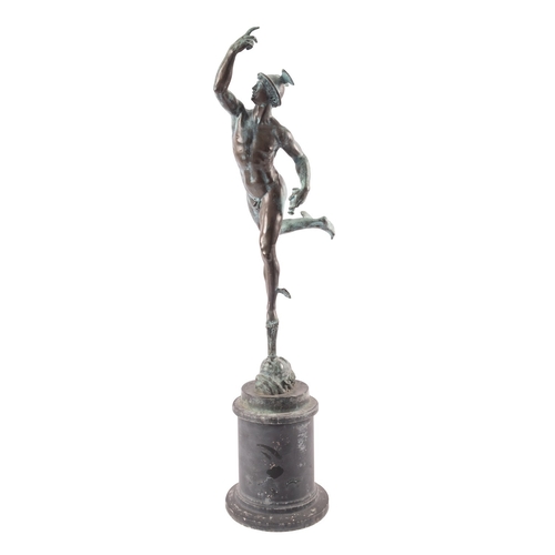 367 - After Jean de Boulogne called Giambologna (1529 - 1608), a patinated bronze model of Mercury Alighti... 