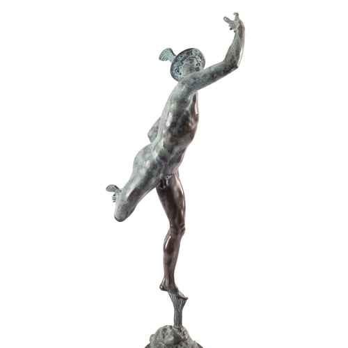 367 - After Jean de Boulogne called Giambologna (1529 - 1608), a patinated bronze model of Mercury Alighti... 