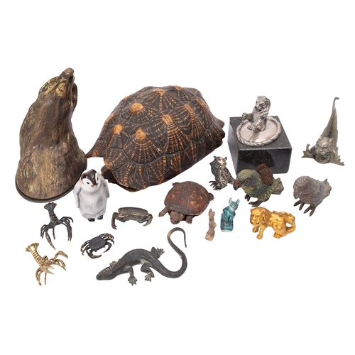 373 - A collection of metal. ceramic, composition and other sculpture of fauna, late 19th and 20th century... 