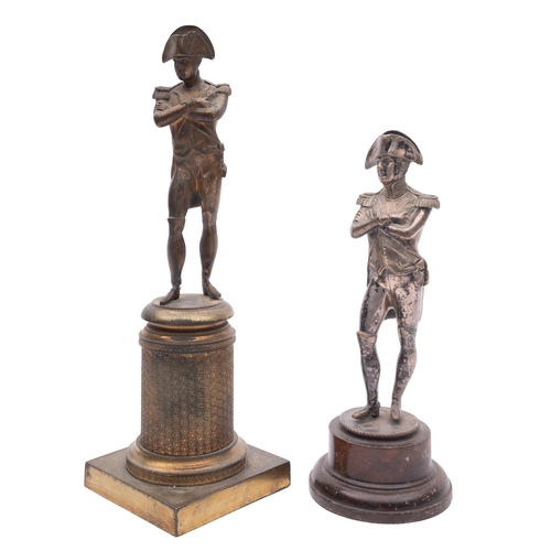 374 - Two bronze models of Napoleon Bonapart, mid 19th century; identically posed standing with arms folde... 