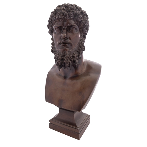 383 - A Continental patinated bronze bust of Lucius Verus, cast after the Antique, probably by Chiurazzi &... 