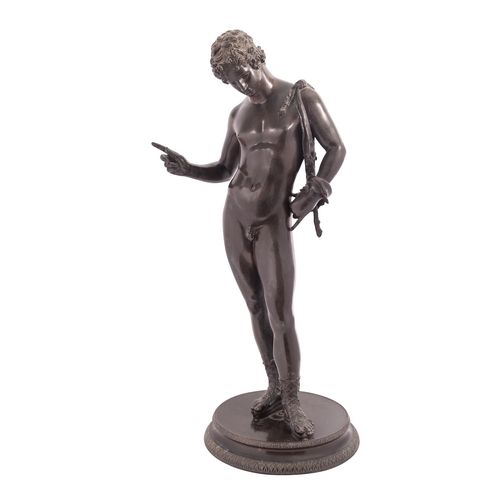 389 - A Neapolitan patinated bronze model of Narcissus, cast after the Antique probably by Chiurazzi & Fil... 