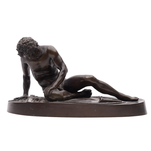 390 - A Continental patinated bronze model of the Capitoline Dying Gaul, late 19th century; cast after the... 