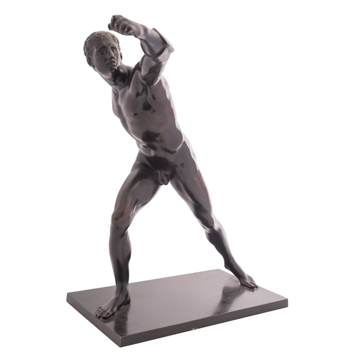 391 - A French patinated bronze model of the Borghese Gladiator, cast after the Antique, late 19th century... 