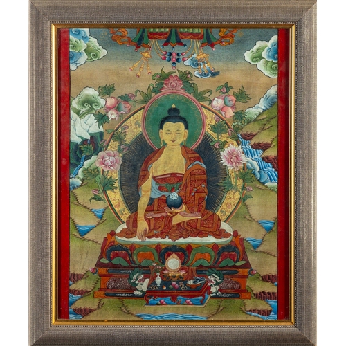 491 - A Tibetan thangka painting of Vajrabhairava Yamantaka and a similar Buddhist thangka painting 20th c... 