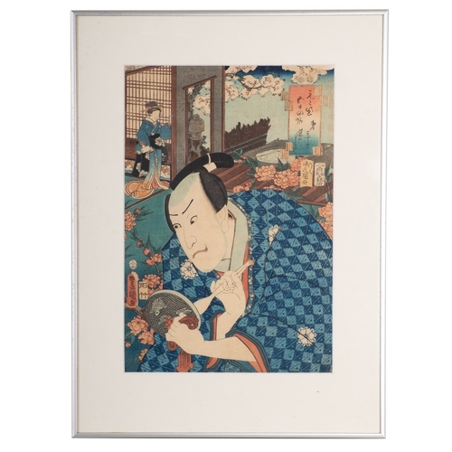 529 - Utagawa Kunisada, a woodblock print of the Actor Arashi Kichaburo III in the play Fuji no Uraba, 36 ... 