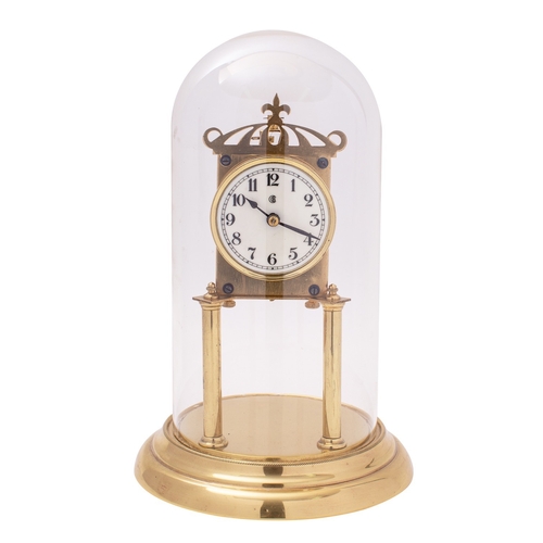 557 - An Edwardian four-hundred day clock the movement with rotating five-ball pendulum and stamped B with... 