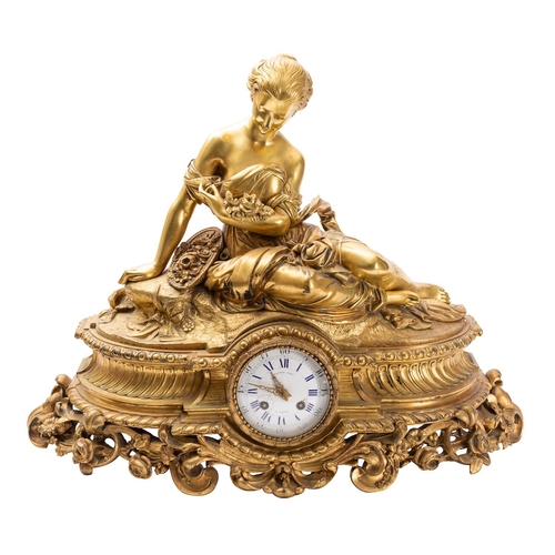 562 - Raingo Frères, Paris a gilt-metal mantel clock the eight-day duration movement striking the hours an... 