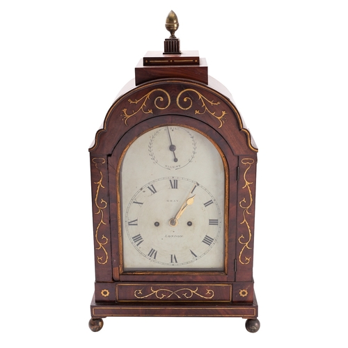 578 - Gray, London a Regency mahogany and brass inlaid bracket clock the eight-day duration, double-fusee,... 