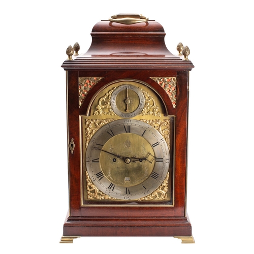 579 - Thomas Delasalle, London a Georgian mahogany bracket clock the eight-day duration, double-fusee move... 