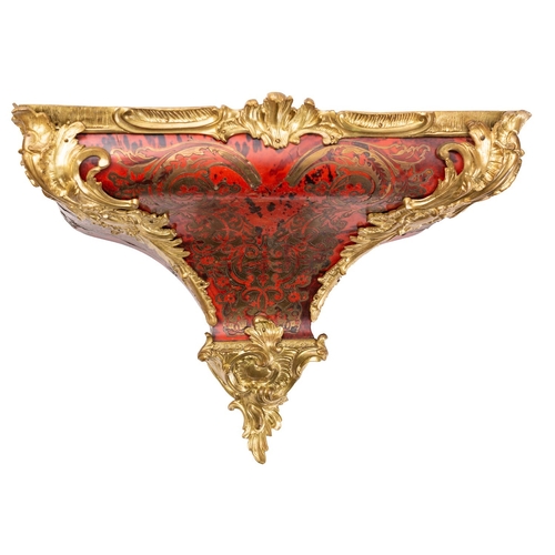 580 - A French Victorian red tortoiseshell and brass boulle bracket with bracket the eight-day duration mo... 