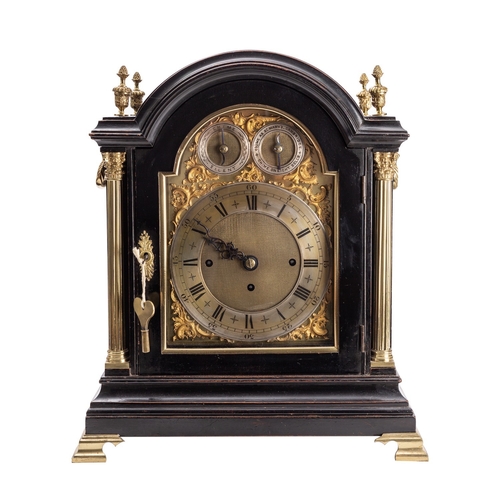 585 - WITHDRAWN LOT    A Victorian ebonised chiming bracket clock the eight-day duration, triple-fusee mov... 