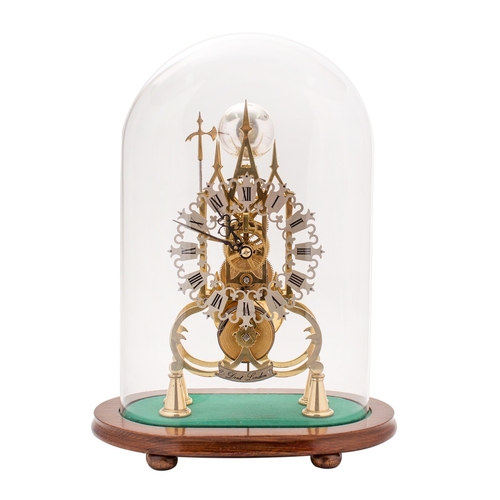 588 - Dent, London a late-20th century skeleton clock having an eight-day duration single-fusee striking o... 