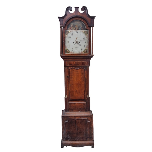 601 - William Brookes, Eton, an oak and mahogany longcase clock the eight-day duration movement striking t... 