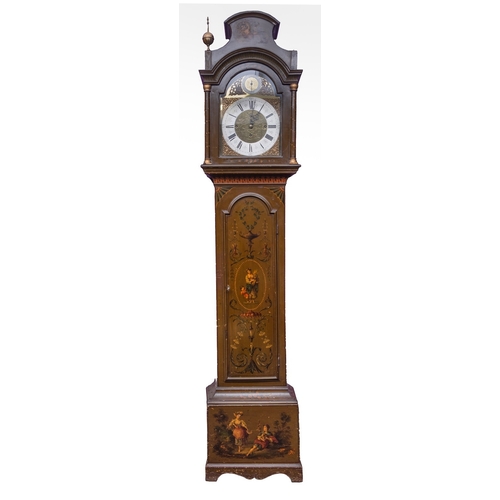 608 - Thomas Turner, London a Georgian and later green lacquered decorative chiming longcase clock the eig... 