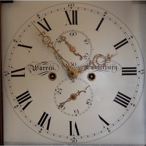 613 - Warren, Canterbury, a mahogany day longcase clock the eight-day duration movement striking the hours... 