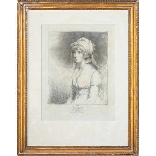 649 - After Richard Cosway (British, 1742-1821) Mrs Tickell Stipple engraving 27.5 x 19.5cm Together with ... 