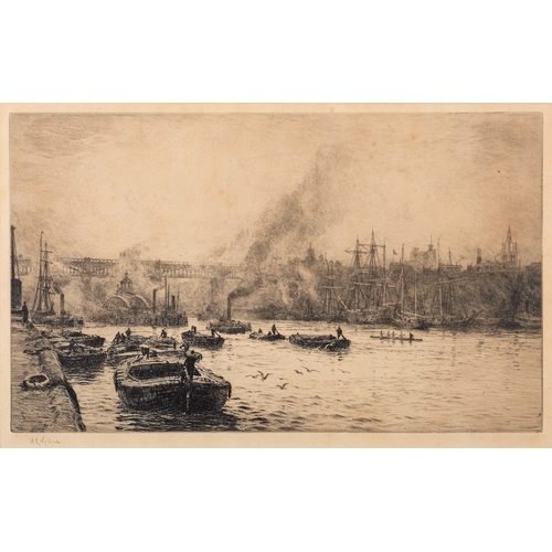 650 - William Lionel Wyllie (British, 1851-1931)  Newcastle-upon-Tyne and The Tyne, Newcastle Two etchings... 