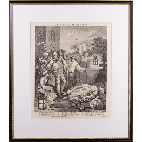 657 - After William Hogarth (British, 1697-1764) Southwark Fair, 1733 Cruelty in Perfection, 1751 The Rewa... 