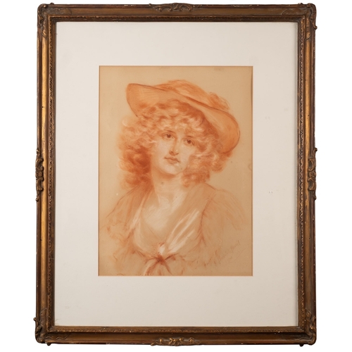 680 - H. Christobelle Havell (British, 19th Century) Portrait of a lady with a hat	 Pastel 44.5 x 33cm Sig... 