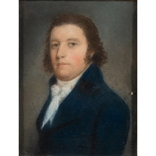 686 - British School, 19th Century Portrait of a gentleman holding a quill Pastel 30 x 24cm Together with ... 