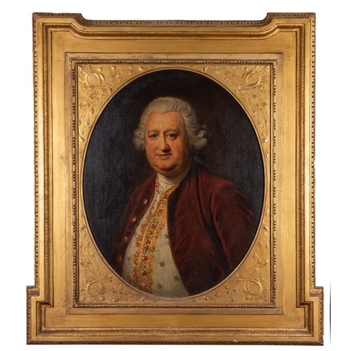 699 - William Hoare of Bath (British, 1707- 1792) Portrait of Claude Champion de Crespigny,  wearing a cri... 