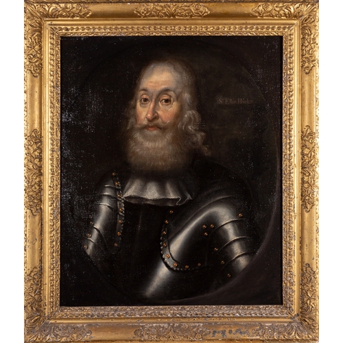 702 - British School, 17th Century Portrait of a man in armour, traditionally identified  as Sir Ellis Hic... 