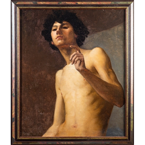 704 - Attributed to Arthur Mead (British,1863 -1942)
A naked boy, half-length
Oil on canvas
54 x 54cm