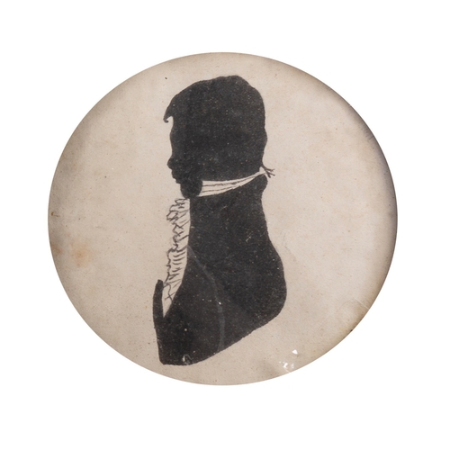 710 - John Buncombe (British, fl. 1795-1825) A portrait silhouette of an Officer Watercolour 9cm (Tondo) S... 