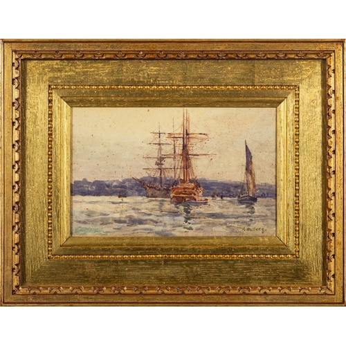 742 - Henry Scott Tuke, RA, RWS (British, 1858-1929) The Harbour Watercolour 15.5 x 24.5cm Signed lower ri... 