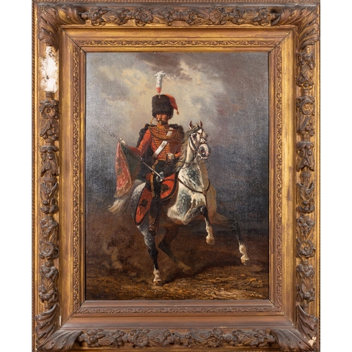 764 - Henri D'Ainecey Comte de Montpezat (French, 1817-1859) Officer of the Third Hussar Regiment Oil on c... 