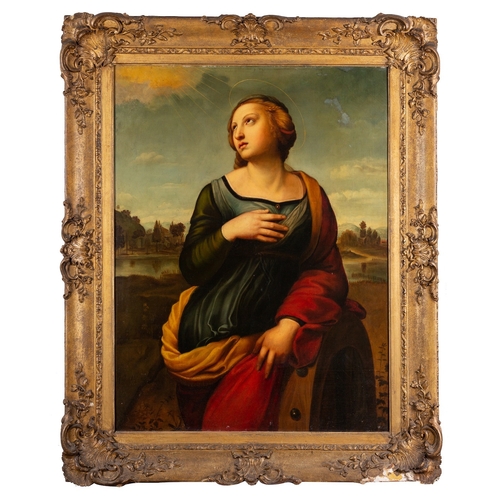 766 - After Raffaello Sanzio (1483-1520) Saint Catherine of Alexandria Oil on canvas 72 x 54cm