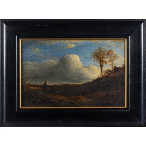 805 - Attributed to John Linnell (British, 1792-1882) A mounted traveller and companion in a landscape wit... 