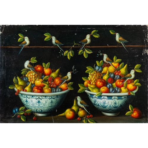 822 - Chinese School, Contemporary Reproduced paintings of flower still lives with fruits and flowers Five... 